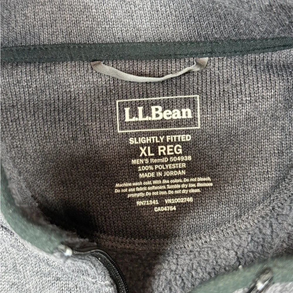 L.L. Bean Men's XL Reg Slightly Fitted Charcoal Fleece Performance Jacket Logo